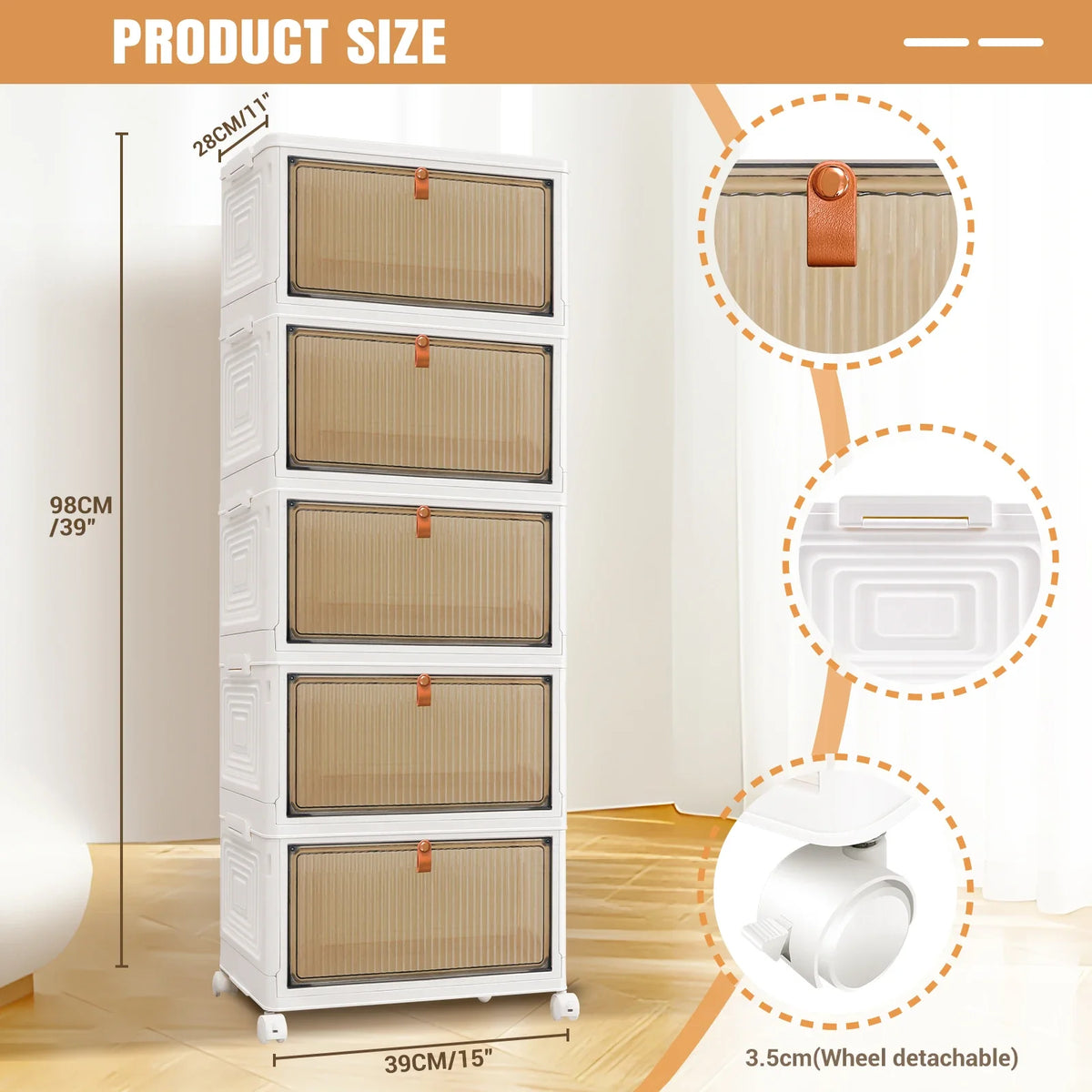 3/4/5 Tier Stackable Storage Boxes with Lids - Thickened Portable Units