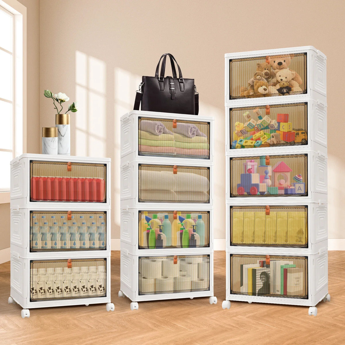 3/4/5 Tier Stackable Storage Boxes with Lids - Thickened Portable Units