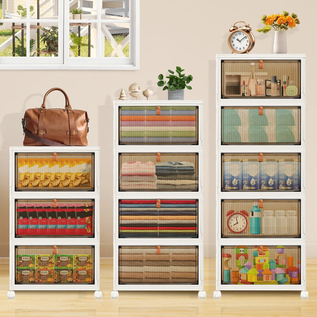 3/4/5 Tier Stackable Storage Boxes with Lids - Thickened Portable Units