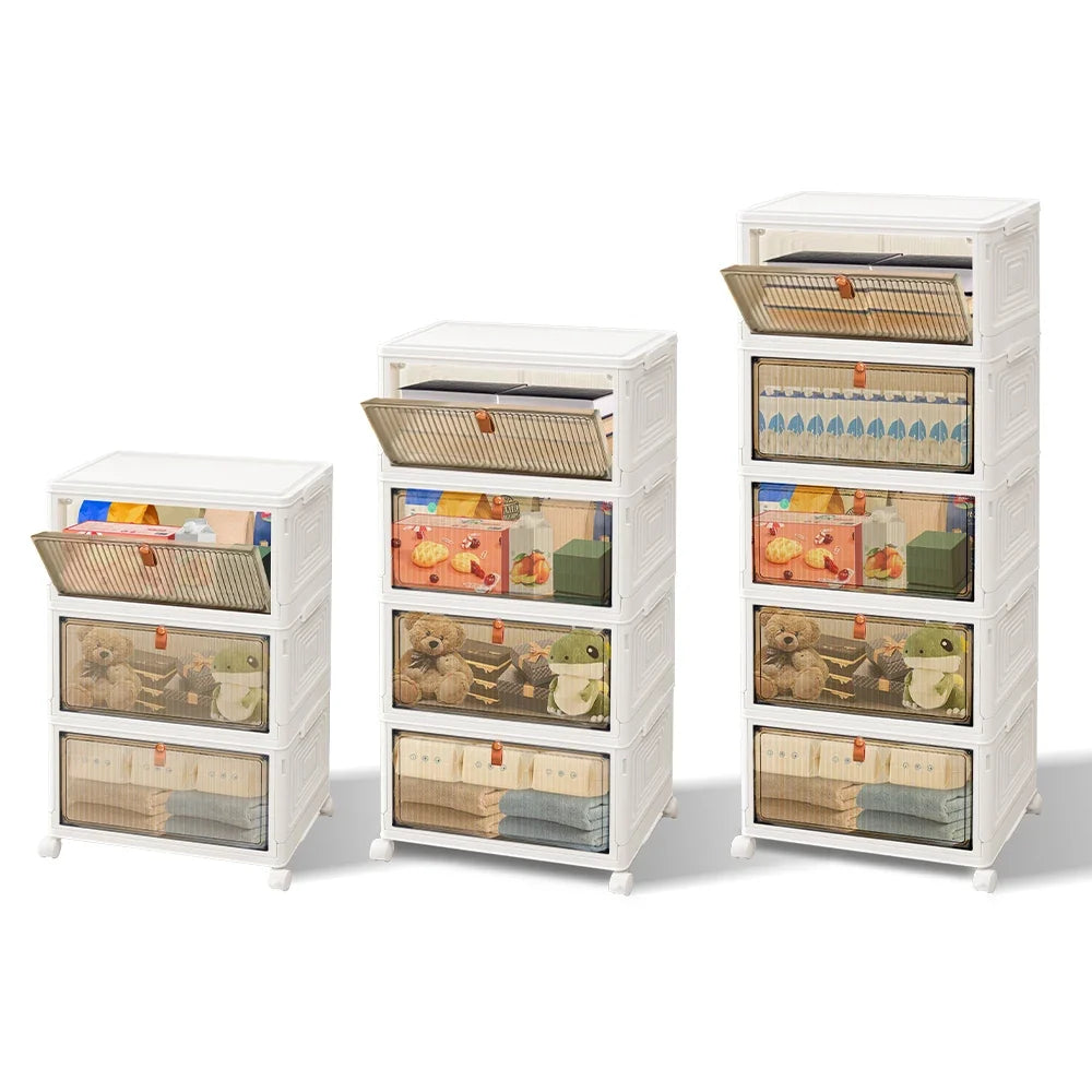 3/4/5 Tier Stackable Storage Boxes with Lids - Thickened Portable Units