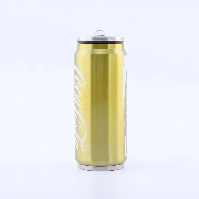 Stainless Steel Cola Shaped Thermos Cup – Double-Layer Vacuum Insulated Travel Mug with Straw for Hot & Cold Drinks