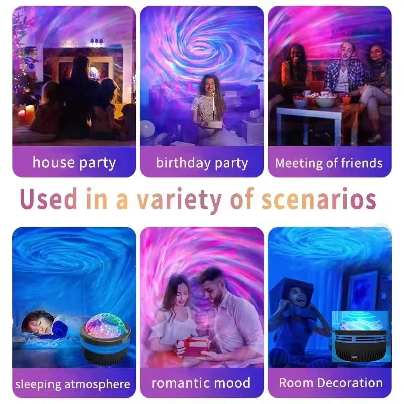 Star Galaxy Projector Night Light - Ocean Wave Bedroom Ceiling Lamp Room Decoration