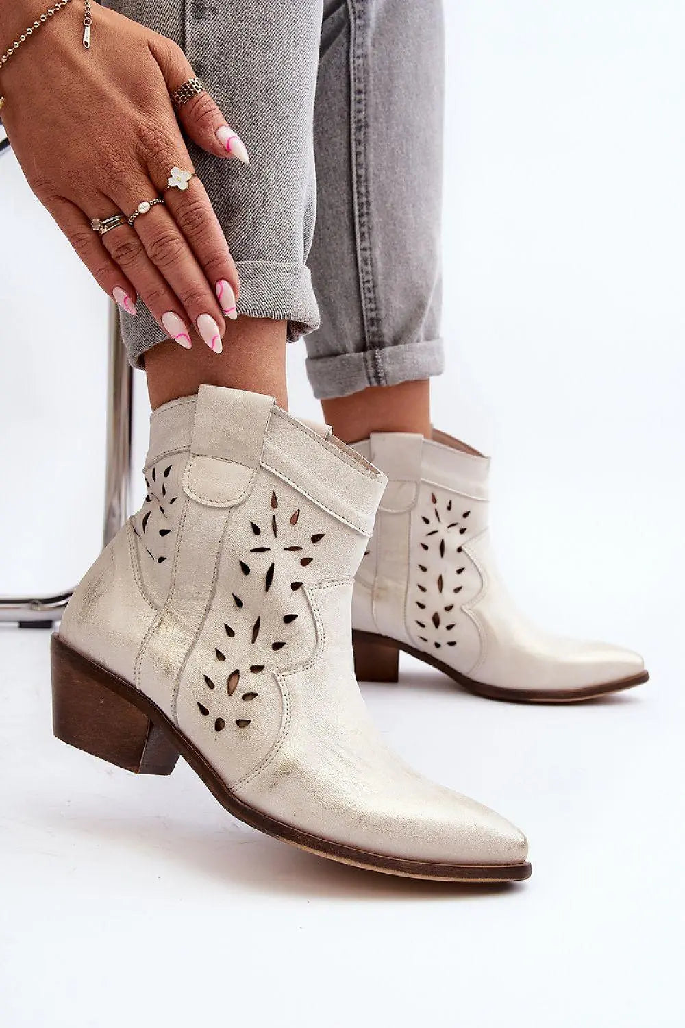 Step in style Women's cowgirl-style boots are made of natural leather