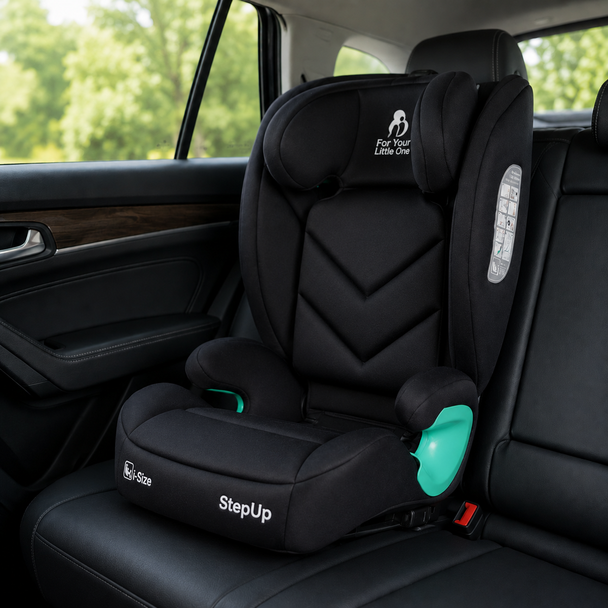 For Your Little One Stepup I-Size Belted 2/3 Car Seat Booster Seat - Midnight Black (4-12 Years)