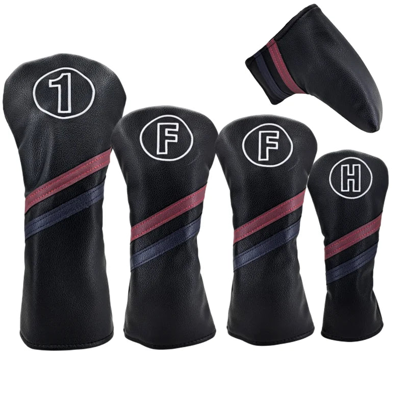 Golf Club Headcovers Driver Fairway Wood Hybrid Head Cover PU Leather 3 Colours