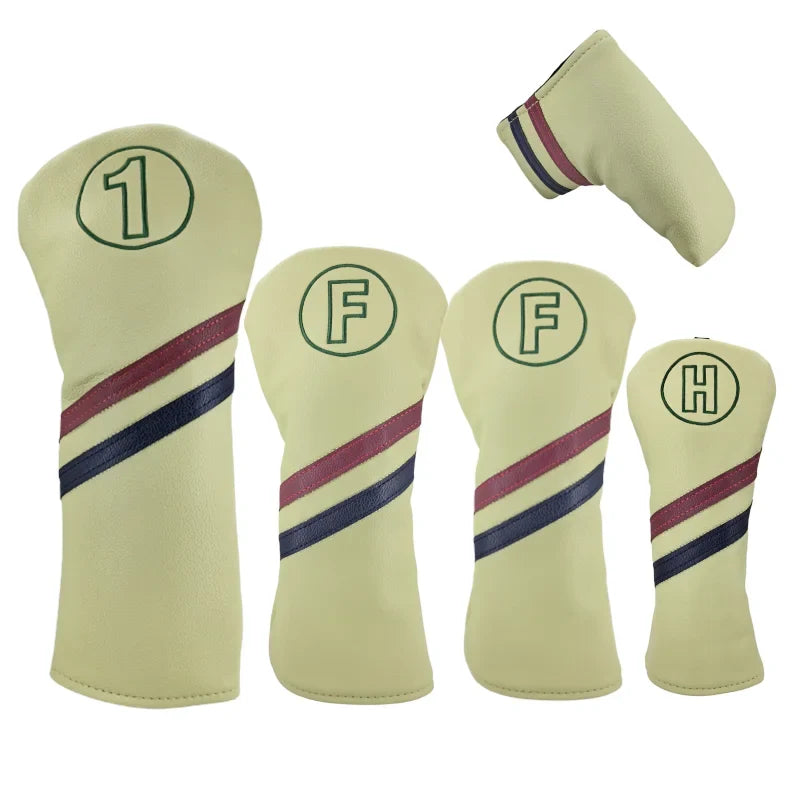 Golf Club Headcovers Driver Fairway Wood Hybrid Head Cover PU Leather 3 Colours