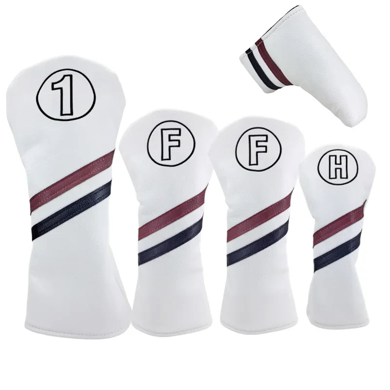 Golf Club Headcovers Driver Fairway Wood Hybrid Head Cover PU Leather 3 Colours