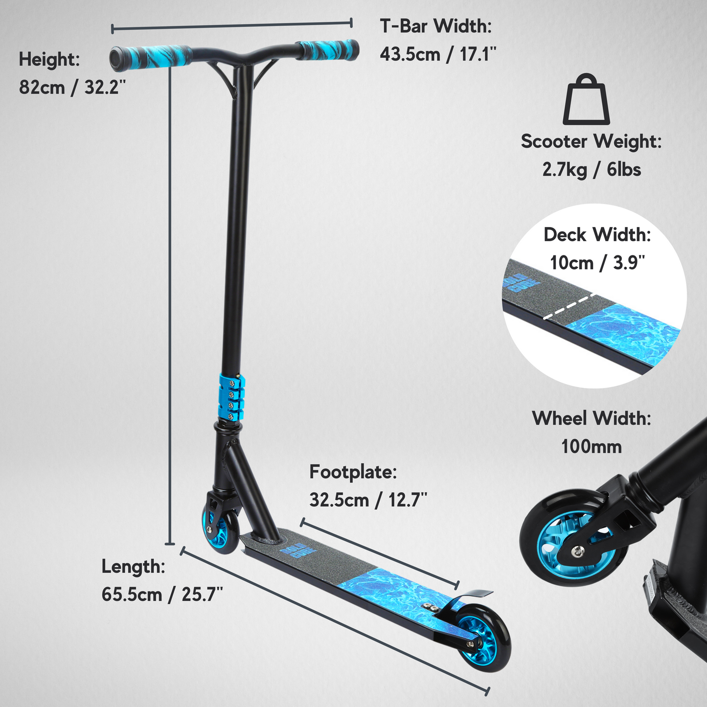 Cyan - Deluxe Stunt Scooter