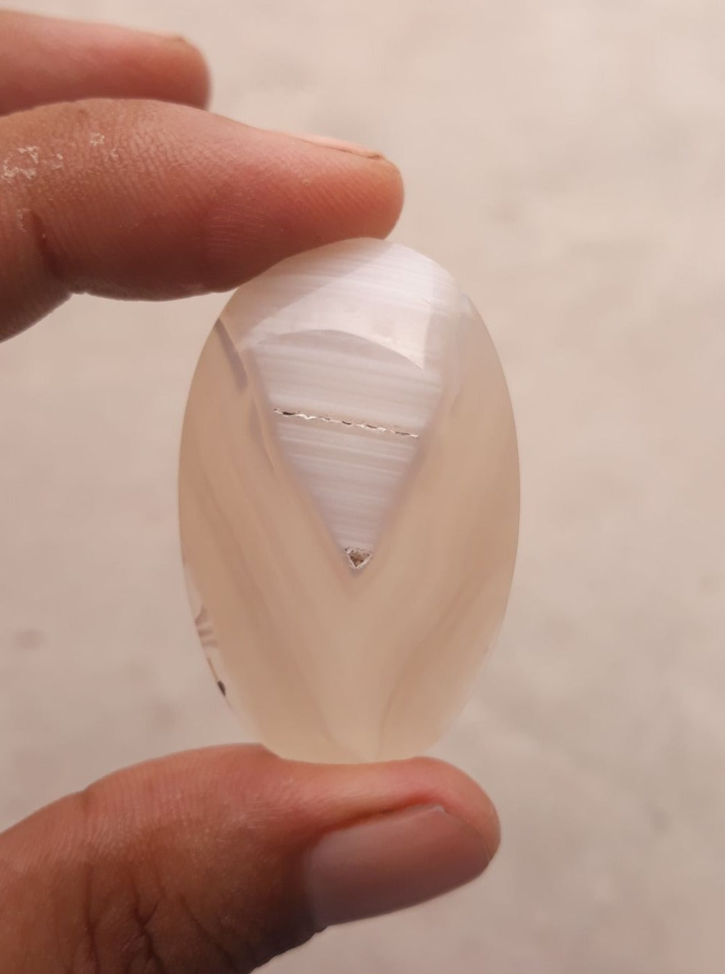 Fortified White Chalcedony  -  Sulaimani Aqeeq - 43x27mm