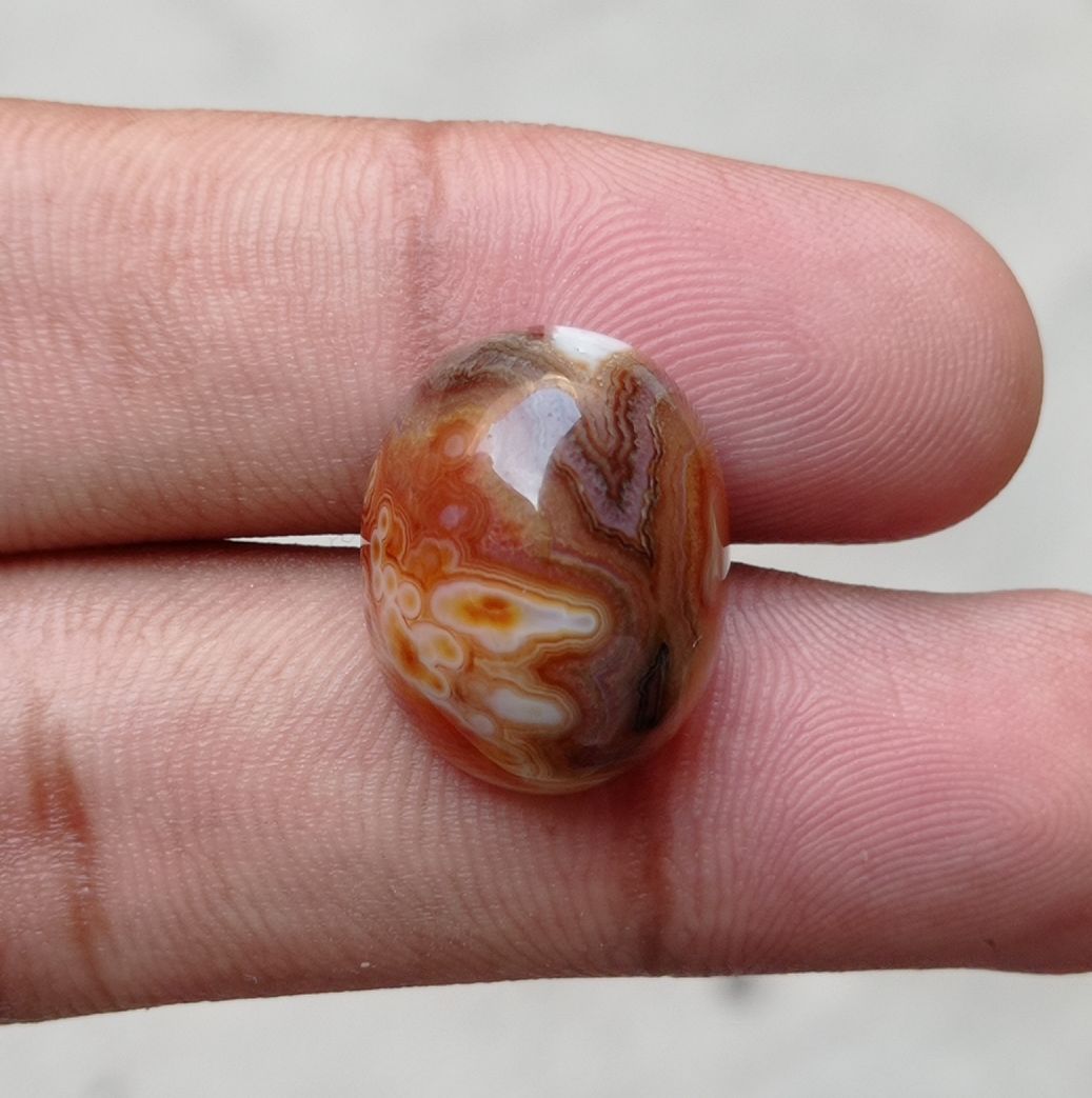Crazy Lace Agate Cabochon - Sulaimani Aqeeq - 20x15x10mm