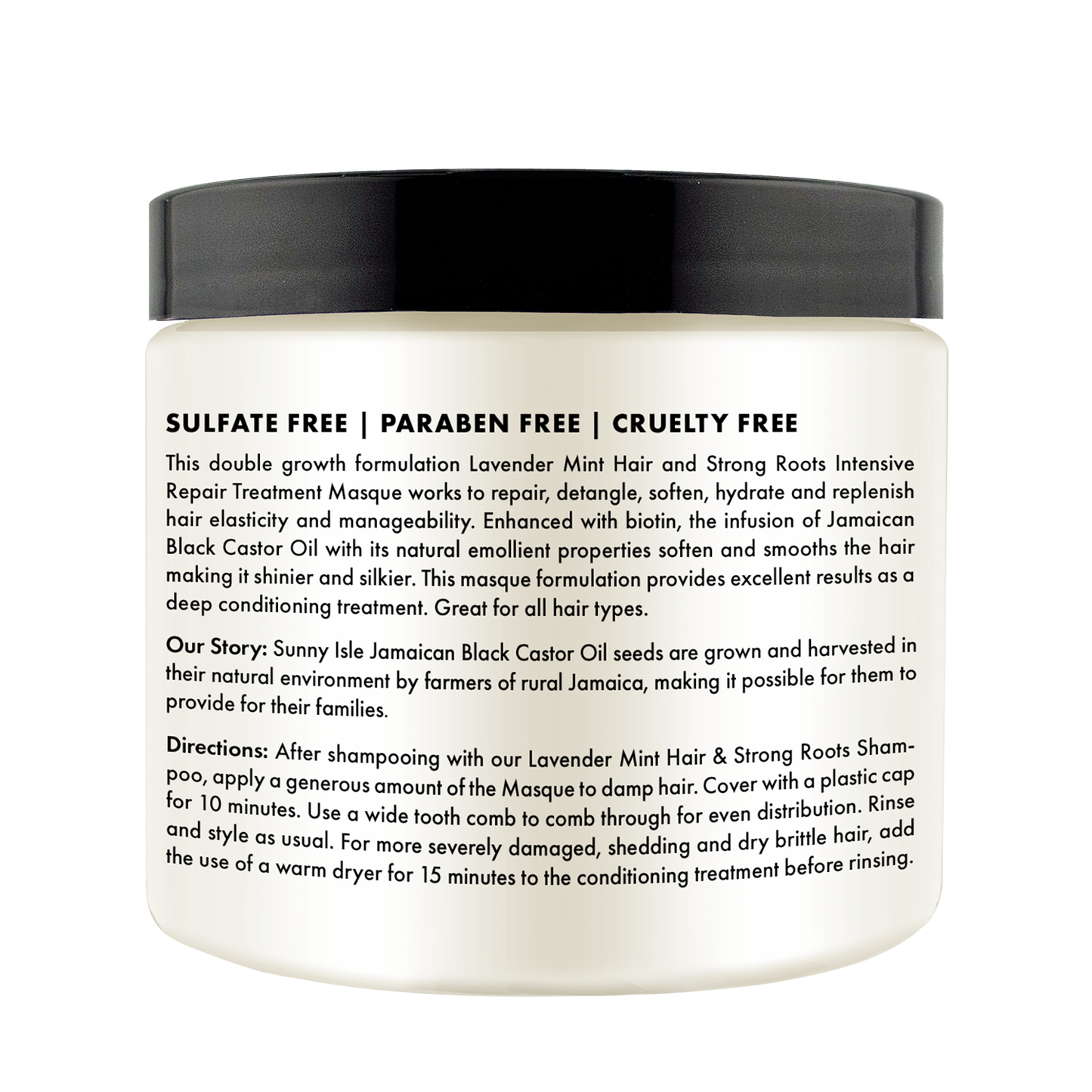 Sunny Isle Lavender Mint Hair & Strong Roots Intensive Repair Masque Deeply conditions dry hair 473.17 ml/16.0 oz