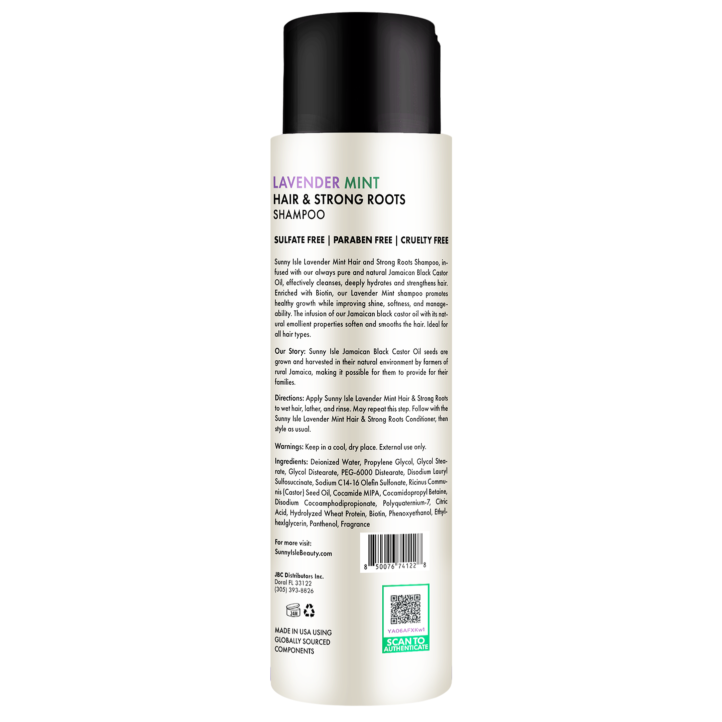 Sunny Isle Lavender Mint Hair & Strong Roots Shampoo Cleanses hair and scalp 354.88 ml/12.0 oz