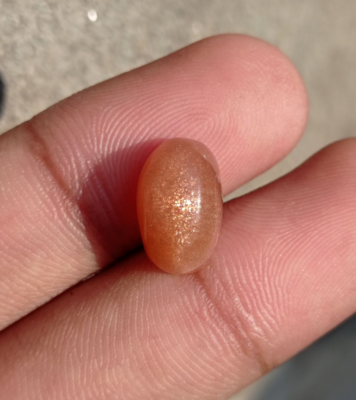 6.6ct Natural Sunstone Cabochon - Heliolite - Aventurescent Feldspar - August Birthstone - 14x9x7mm