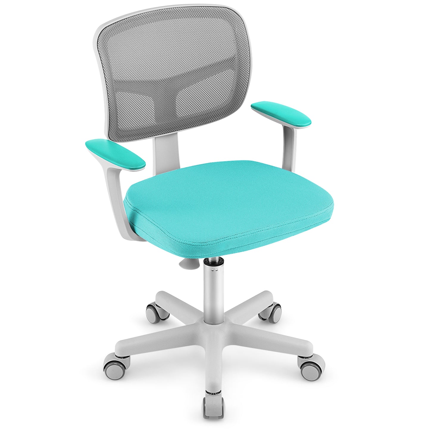 Kids Height-Adjustable Swivel Computer Desk Chair with Lumbar Support-Blue