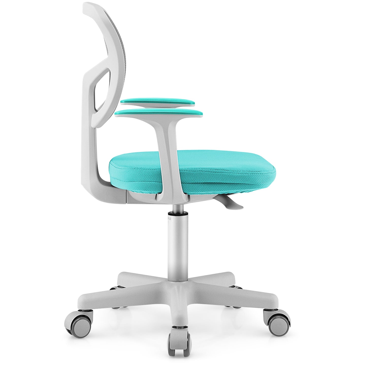 Kids Height-Adjustable Swivel Computer Desk Chair with Lumbar Support-Blue