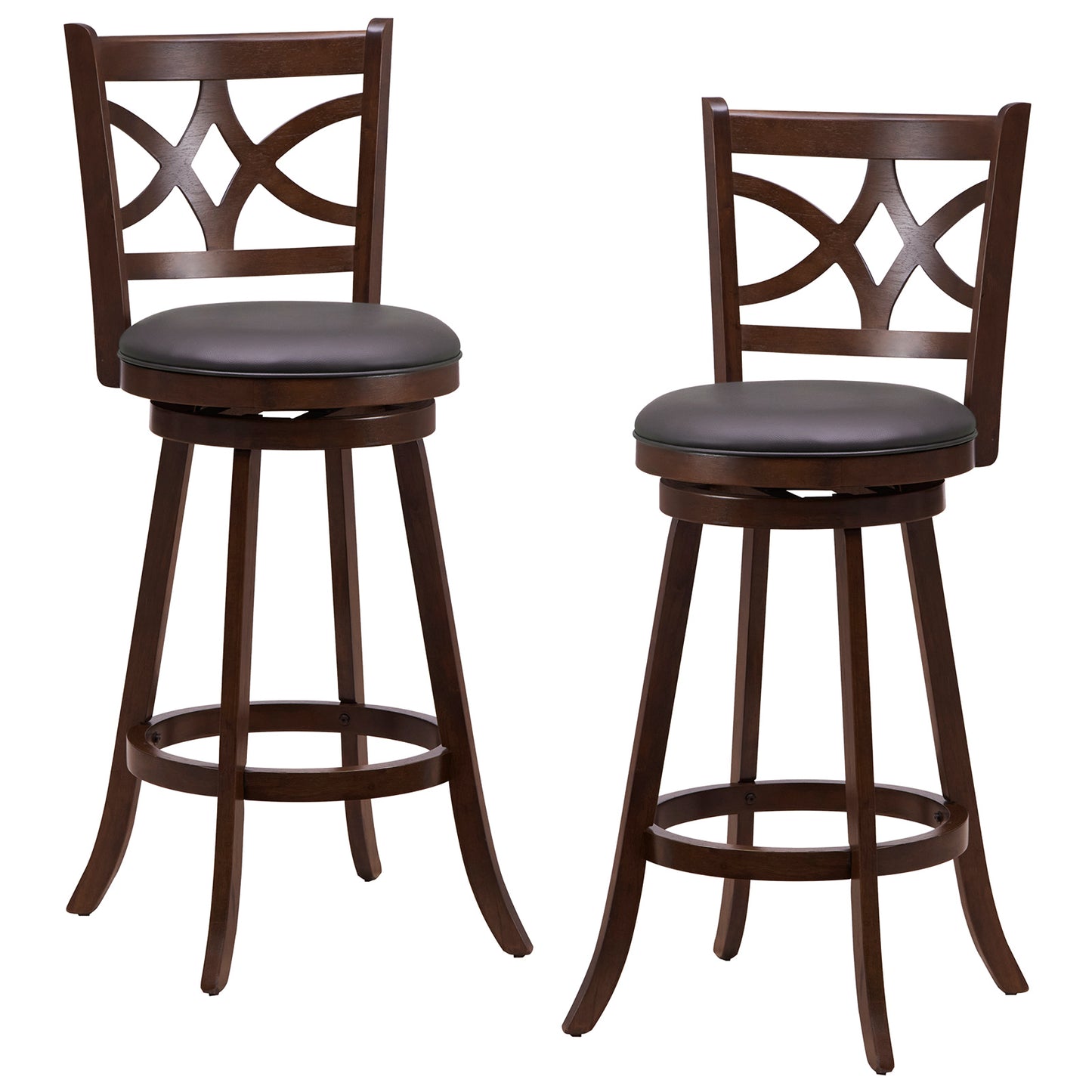 61/74 cm Swivel Counter Height Bar Stools with Backrest and Footrest-61 cm