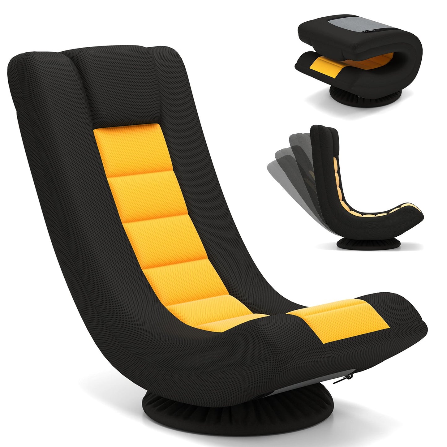360° Swivel Gaming Chair 4 Position Adjustable Folding Floor Sofa-Grey