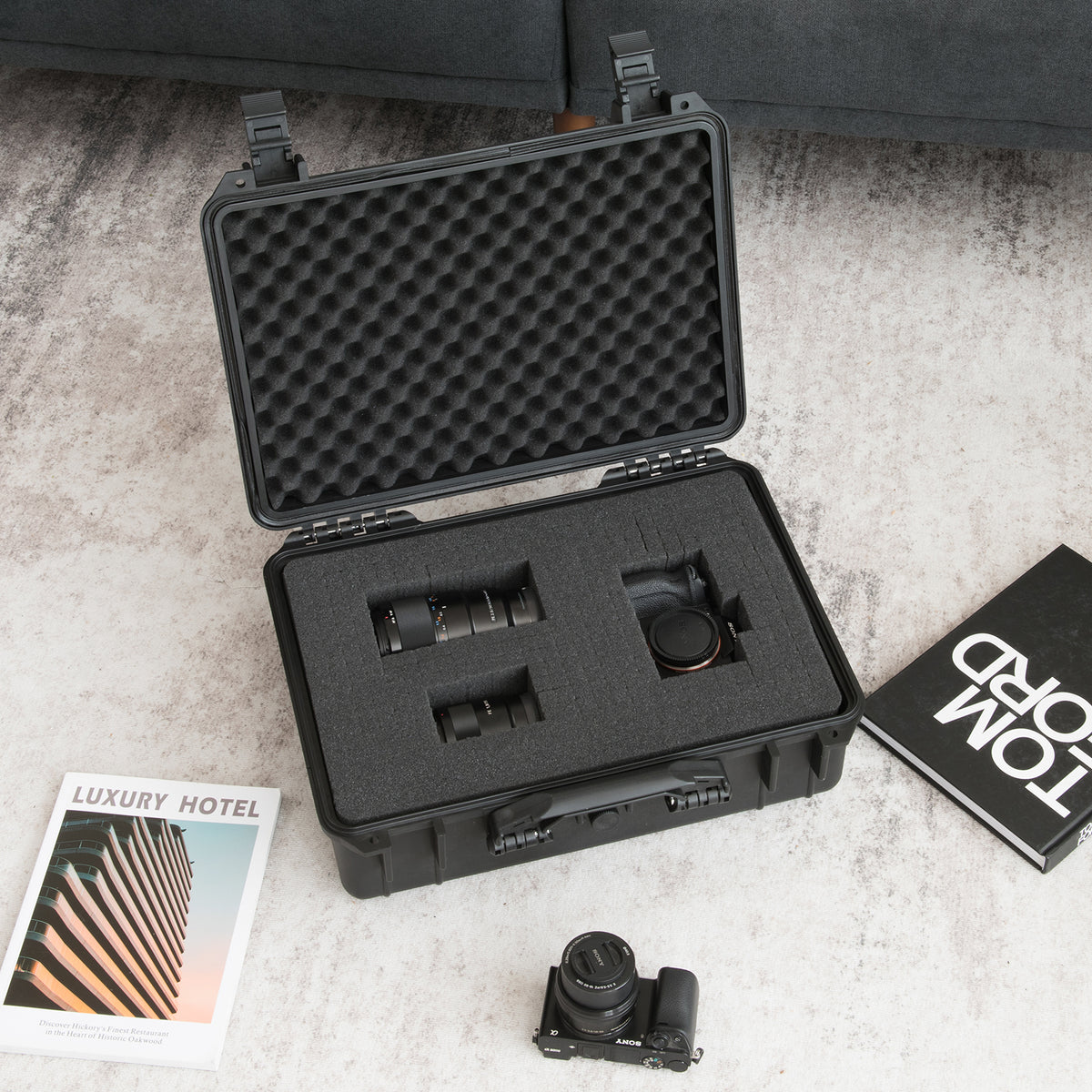 Portable Waterproof Hard Case with Customizable Foam Insert-34 x 31 x 16 cm