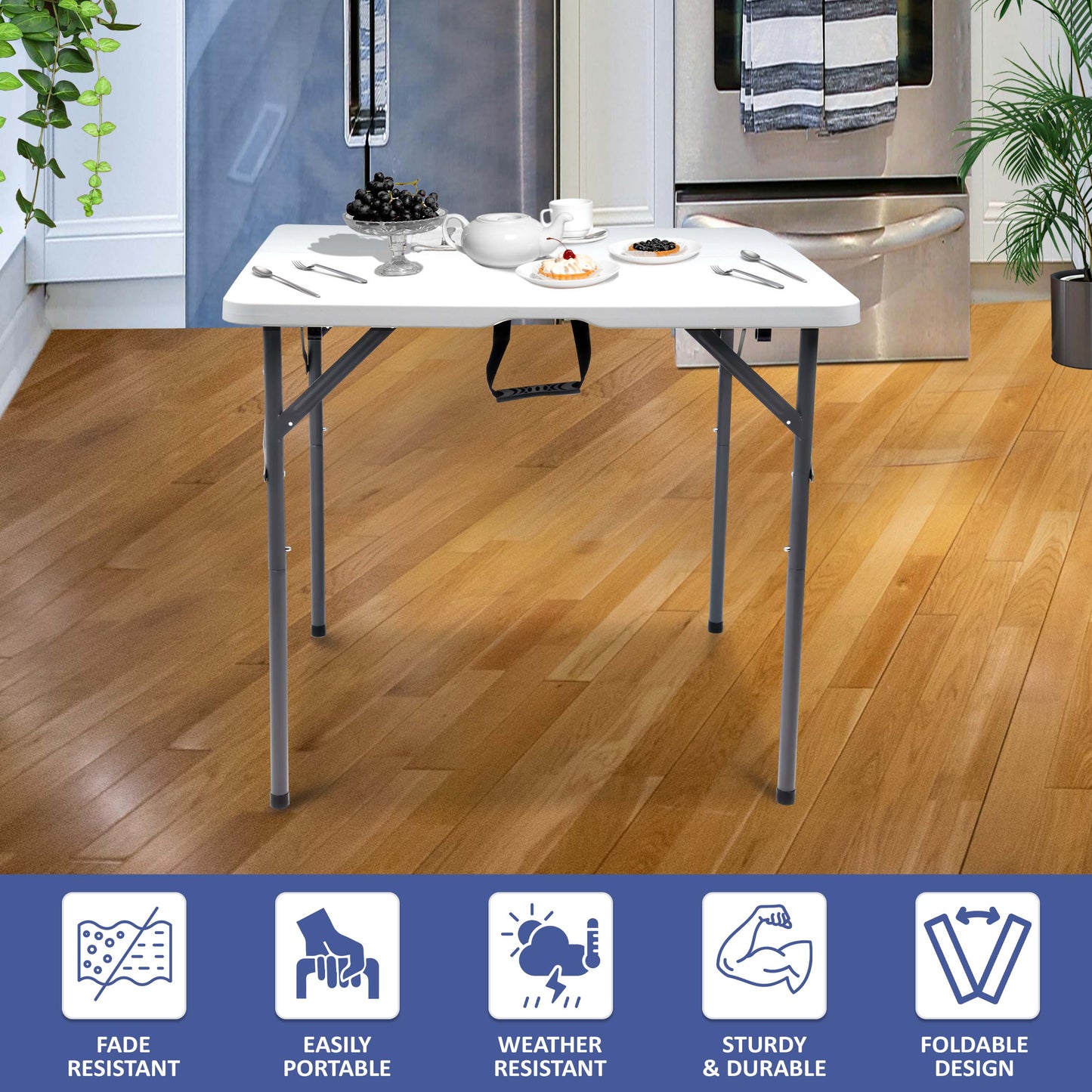 3ft Square White Folding Table
