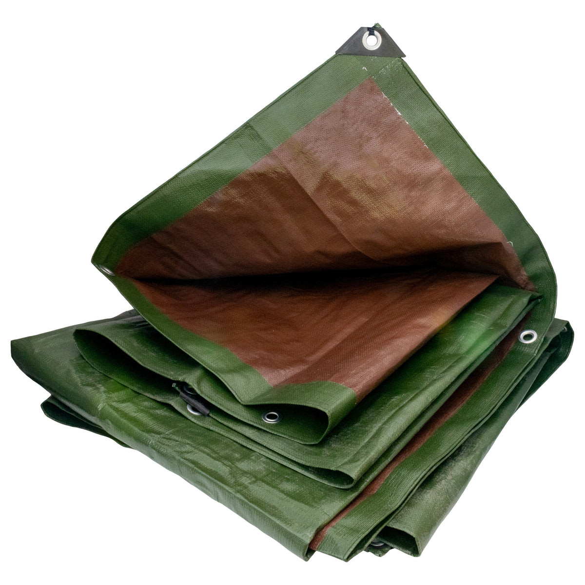 Green/Brown L-Grade Tarpaulin with 10 x 4" Bungee Balls (Black)