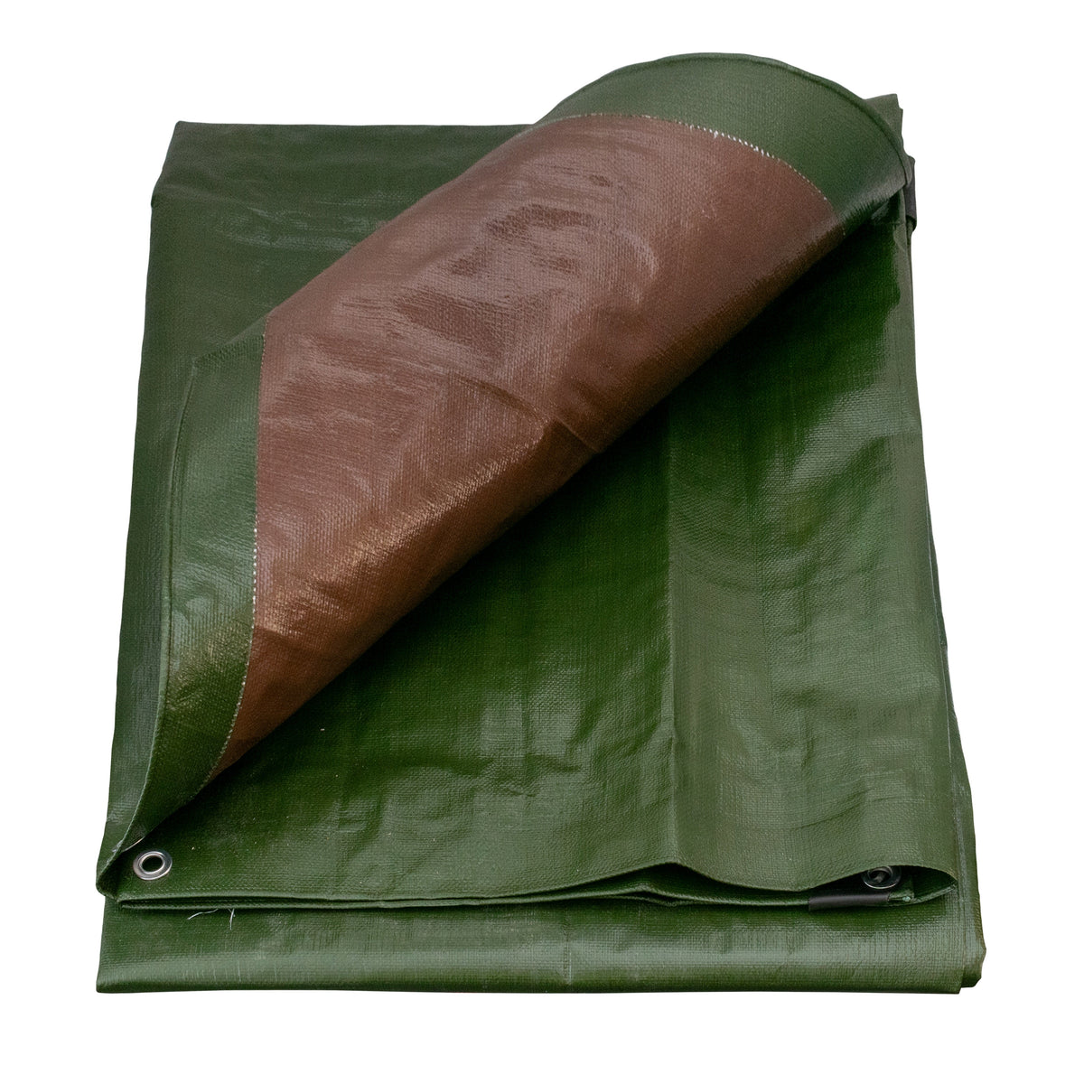 Green/Brown L-Grade Tarpaulin with 10 x 4" Bungee Balls (Black)