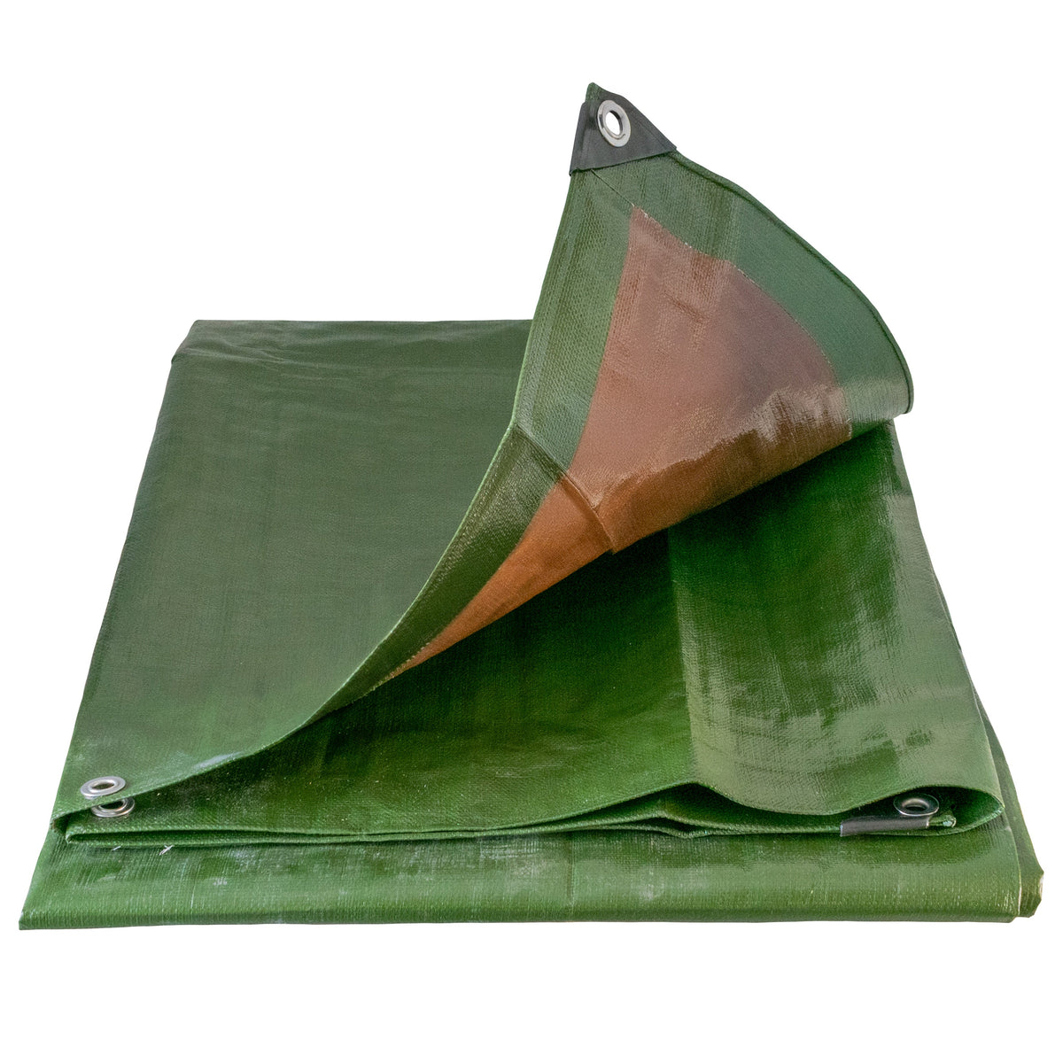 Green/Brown L-Grade Tarpaulin with 20 x 6" Bungee Balls (White)