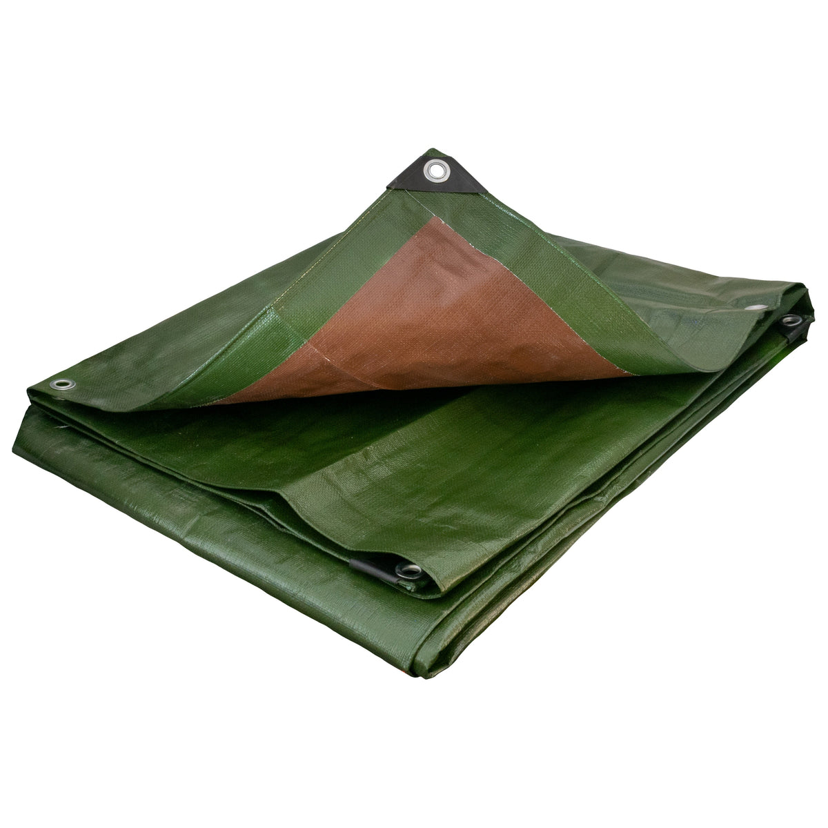 Green/Brown L-Grade Tarpaulin with 10 x 4" Bungee Balls (Black)