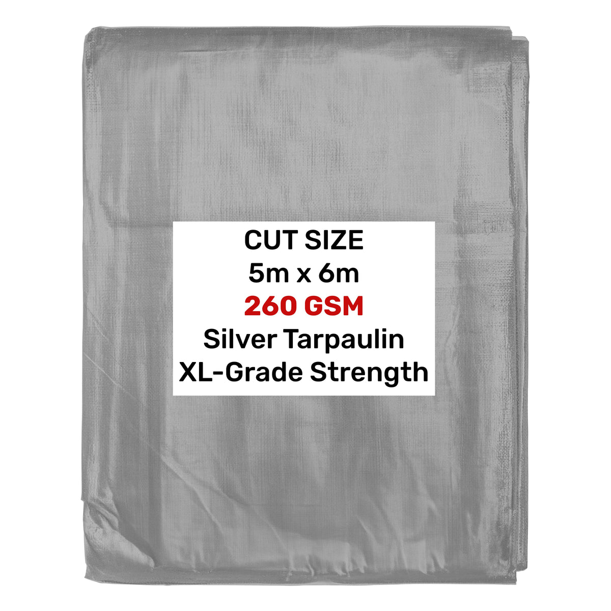Silver XL-Grade Tarpaulin 5m x 6m
