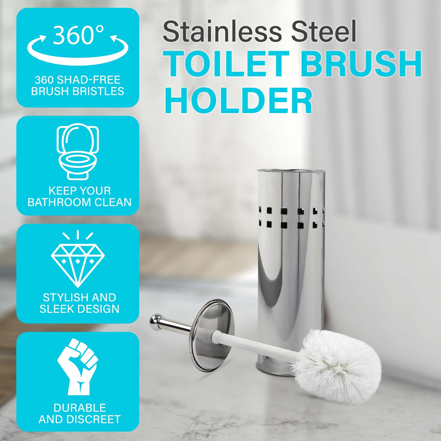 3L Pedal Bin with Toilet Brush Silver