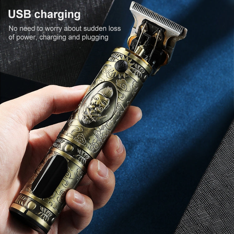 VGR V-228 5W USB Retro Engraving Hair Clipper with LED Digital Display (Bronze)