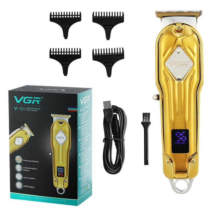 VGR V-261 8W USB Metal Professional Hair Clipper with LED Digital Display (Gold)