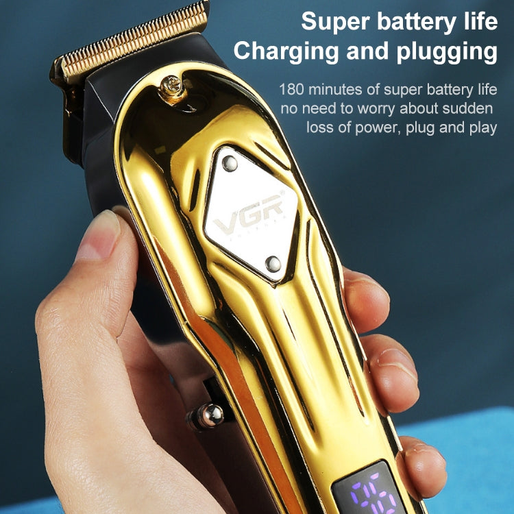 VGR V-261 8W USB Metal Professional Hair Clipper with LED Digital Display (Silver)