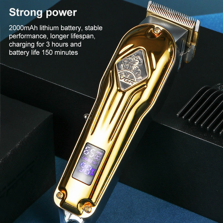 VGR V-267 10W USB Metal Hair Clipper with LED Digital Display & 5 Gears Adjustment (Gold)