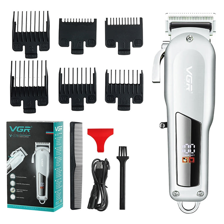 VGR V-278 10W USB Metal Electric Hair Clipper with LED Digital Display(Silver)