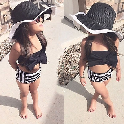 Cute Baby Girl Bikini Striped Triangle Bow Bathing Suit Proud Princess Beachwear, 80, 110, 70