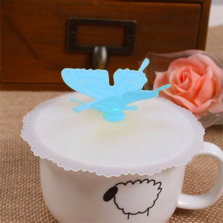 2 PCS Creative Dustproof Silicone Butterfly Transparent Lace Cup Cover, Pink, Yellow, Blue