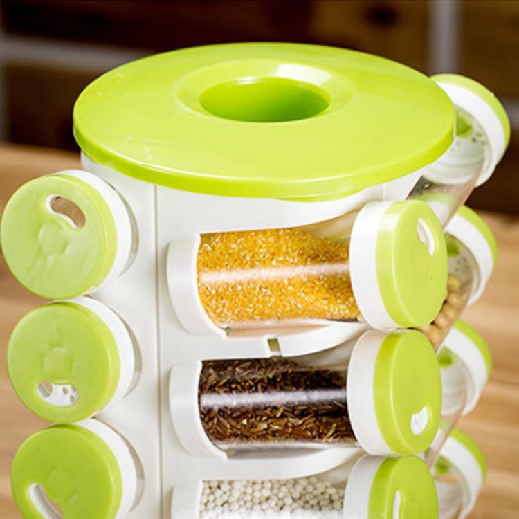 16pcs / Set Seasoning Cans Pepper Salt Cruet Plastic Bottle Kitchen Spice Jar Pepper Shaker Box Spice Rack Set, 16 in 1 Seasoning Cans