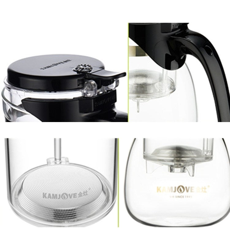 KAMJOVE Elegant Cup Teapot Heat-resistant Glass Tea Set, Style:TP-757 700ml