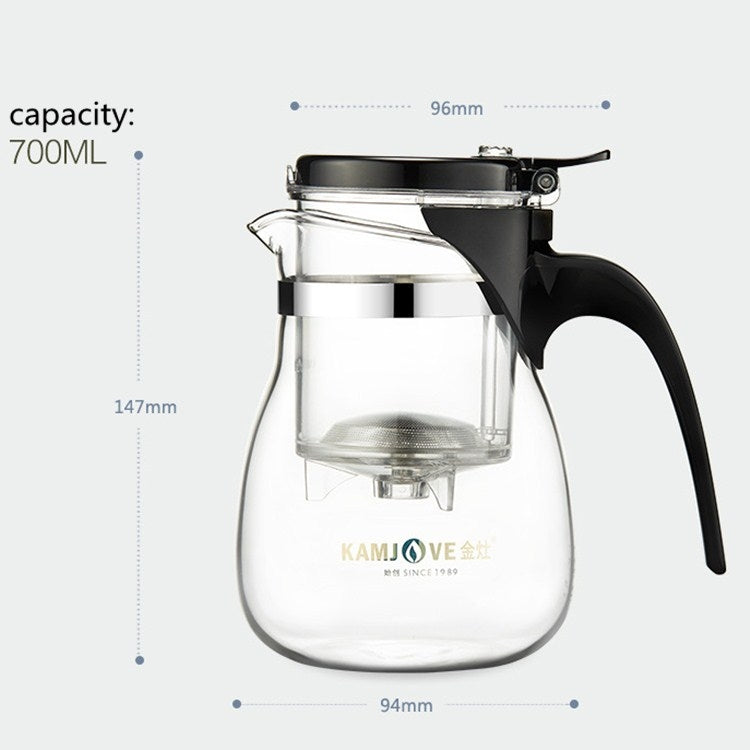 KAMJOVE Elegant Cup Teapot Heat-resistant Glass Tea Set, Style:TP-757 700ml