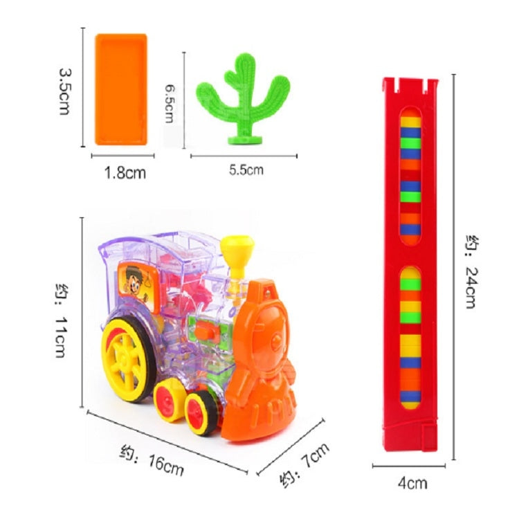 Puzzle Domino Car Electric Train With Sound And Light Music Automatic Licensing Electric Car Toy, Transparent, Yellow Bee, White Cow