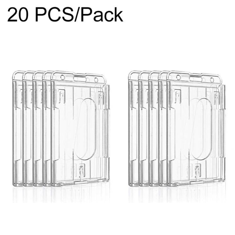 20 PCS Hard Plastic ID Badge Card Holder Integrated Injection Molded Transparent Double-sided Card Holder, Vertical Type PS