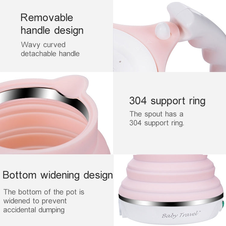 Portable Folding Silicone Intelligent Constant Temperature Travel Camping Electric Kettle, Power cord specification:US Plug(White)