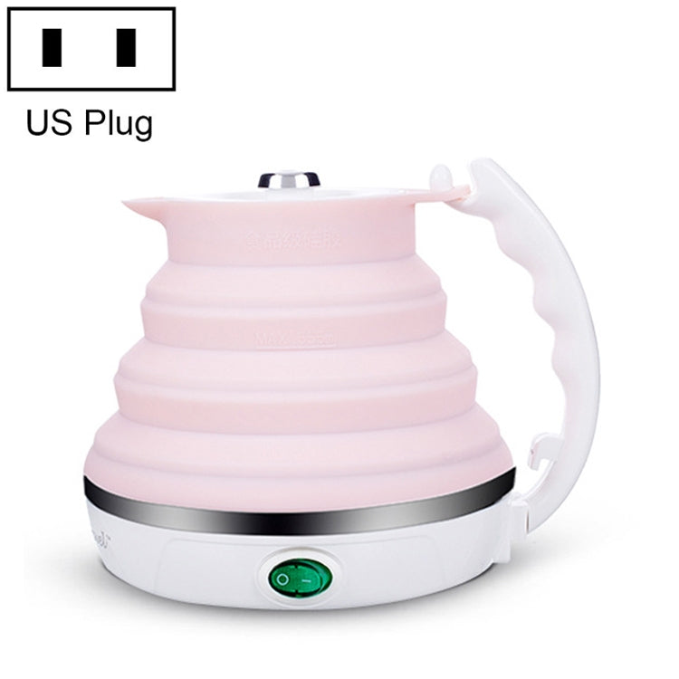 Portable Folding Silicone Intelligent Constant Temperature Travel Camping Electric Kettle, Power cord specification:US Plug(Pink)