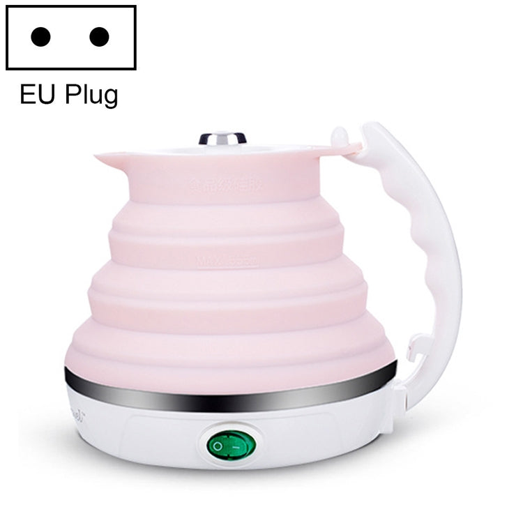 Portable Folding Silicone Intelligent Constant Temperature Travel Camping Electric Kettle, Power cord specification:EU Plug(Pink)