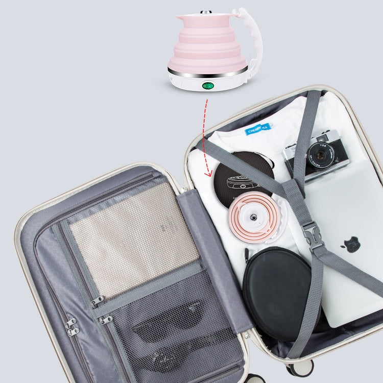 Portable Folding Silicone Intelligent Constant Temperature Travel Camping Electric Kettle, Power cord specification:EU Plug(Pink)