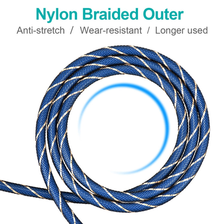 EMK 90 Degree Swivel Adjustable Right Angled 360 Degrees Rotatable Plug Nylon Woven Mesh Optical Audio Cable, Cable Length:5m(Blue)