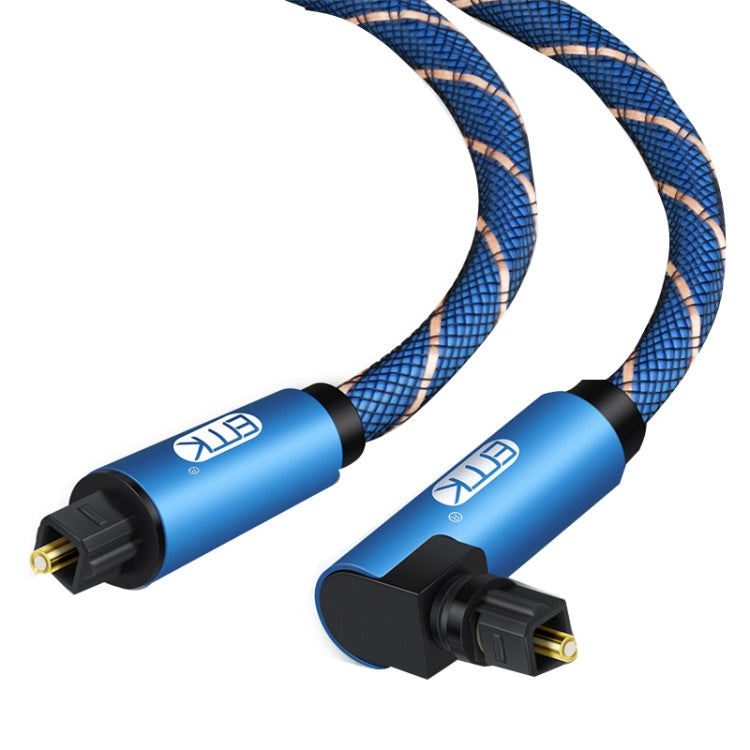 EMK 90 Degree Swivel Adjustable Right Angled 360 Degrees Rotatable Plug Nylon Woven Mesh Optical Audio Cable, Cable Length:30m(Blue)
