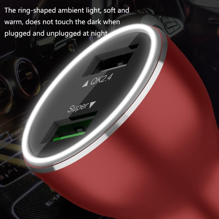 QIAKEY QK506L Dual Ports Fast Charge Car Charger(Red)