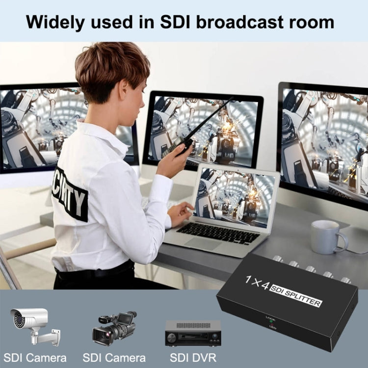 1 In 4 Out SD-SDI / HD-SDI / 3G-SDI Distribution Amplifier Video SDI Splitter, 1 In 4 Out