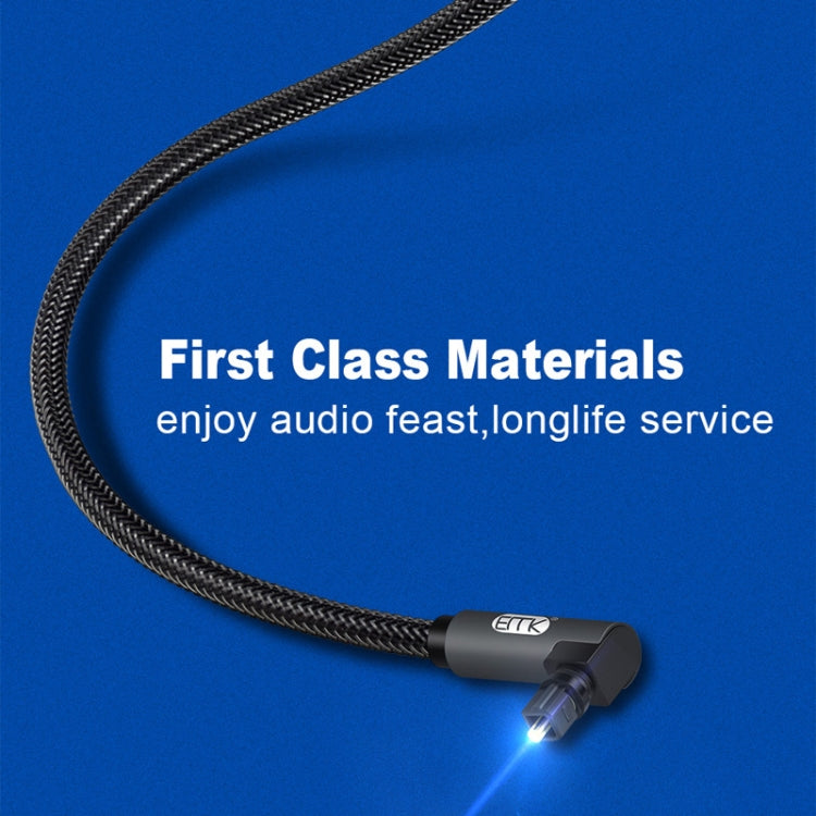 EMK 90 Degree Swivel Adjustable Right Angled 360 Degrees Rotatable Plug Nylon Woven Mesh Optical Audio Cable, Cable Length:5m(Black)